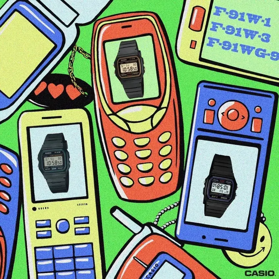 CASIO F-91W ตัวเรือนเรซินสีดำ หน้าจอดิจิทัล