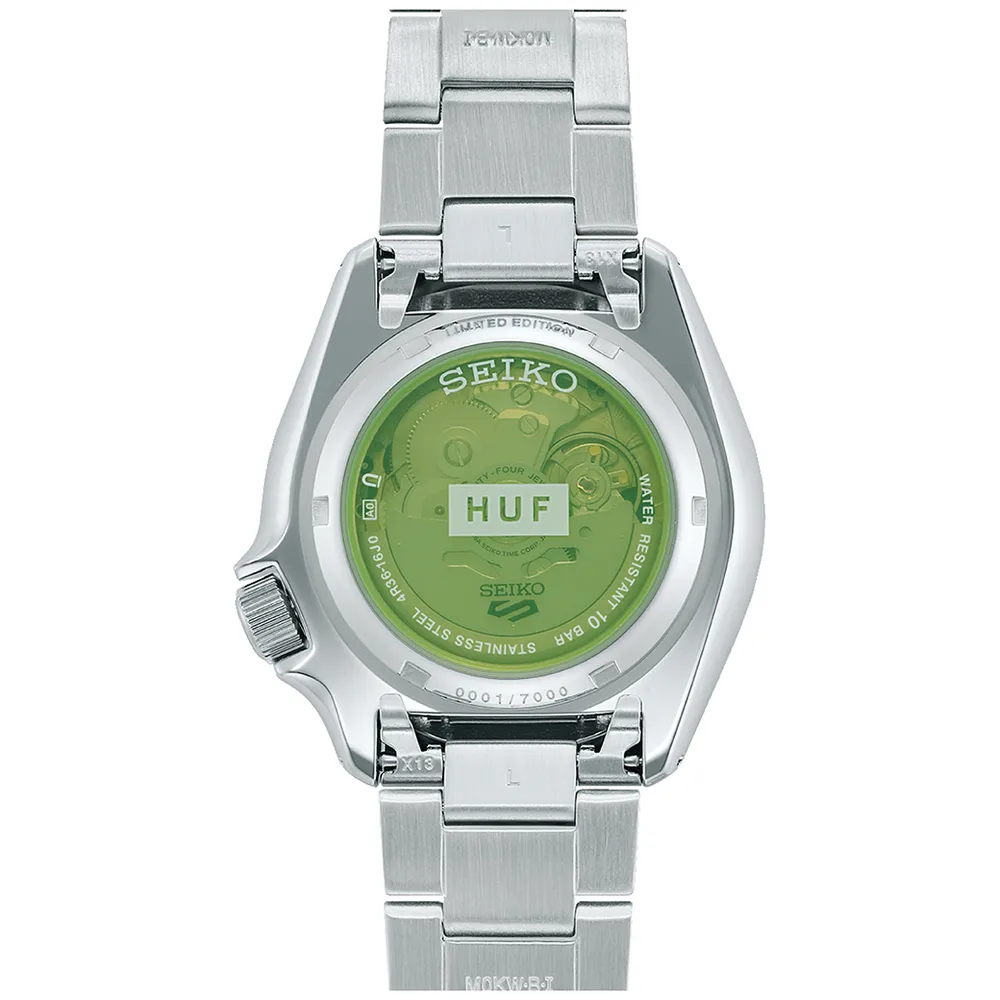 Green case back of Seiko x HUF SRPL33